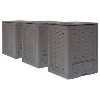 vidaXL Vidaxl - Compostador De Jard&iacute;n 3 Uds Pl&aacute;stico Rat&aacute;n 60x60x83 Cm 900 L