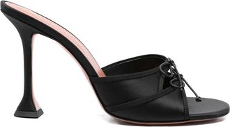 Amina Muaddi Eleonora Slipper 95 Black Silk Sat