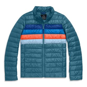 primary Grown-Ups Puffer Jacket In Stripe in Slate Blue Placed Stripe at Nordstrom, Size Medium