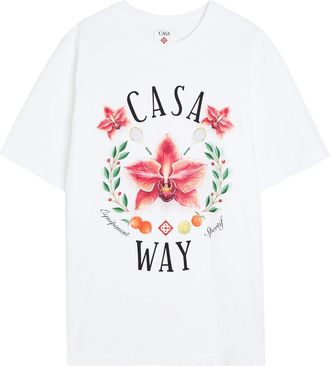 Casablanca Casablanca Casa Way Orchid Printed Cotton T-shirt - White - XL
