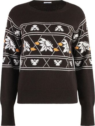 Malo Felpa con design a intarsi - Marrone