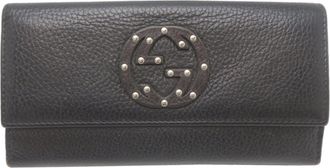 Gucci Black Leather Long Wallet (Bi-Fold) (Pre-Owned)
