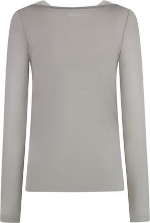 Pinko Womens T-Shirt Merci Jersey Long Sleeve Dark Grey Cotton Top