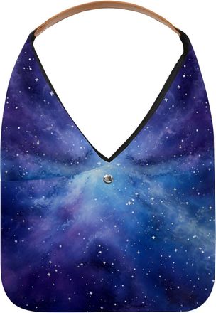Generic Starry Sky Purple Reusable Lightweight Grocery Bags - Foldable Into Compact Pouch, Washable & Sturdy, Multipurpose for Shopping and Travel