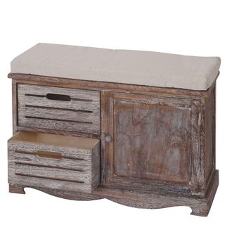 Hhg Hhg - Nunca Usado] Banco 475, Banco C&oacute;moda, Aspecto Shabby Vintage Certificado Mvg 49x71x32cm Marr&oacute;n