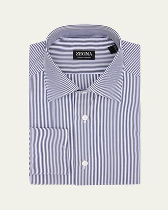 Ermenegildo Zegna Mens Trofeo Comfort Cotton Pinstripe Dress Shirt