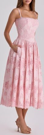 House of CB Chloe Broderie Anglaise Party Dress in Pink at Nordstrom, Size X-Small