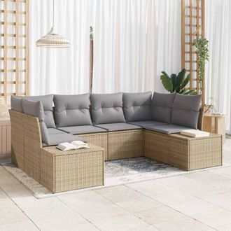 vidaXL Vidaxl - Conjunto De Sof&aacute; De Jard&iacute;n Con Coj&iacute;n 6 Pcs Beige Polirat&aacute;n