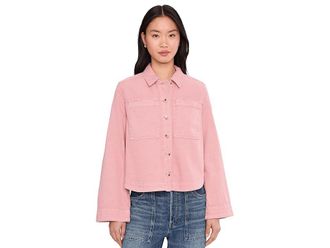 Liverpool L.A. High/ Low Denim Shacket Womens Jacket Misty Blush : SM, Cotton/Denim/Elastane