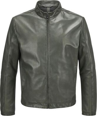 Milestone Futuristische Lammnappa Leren Jas - Heren - Leren en Su&egrave;de Jassen - Groen - 2XL - Leer - Jassen