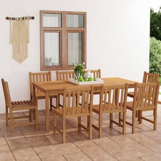 vidaXL Conjunto De Comedor De Jard&iacute;n De 9 Piezas, 200 X 100 Cm, Madera Maciza De Teca Vidaxl