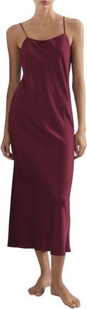 Mango Satin Midi Nightgown in Red at Nordstrom, Size Medium