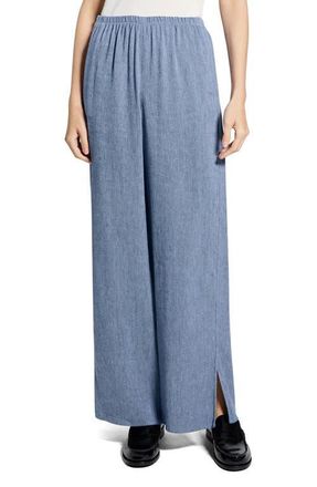 Theory Slit Hem Wide Leg Pants in Light Denim at Nordstrom, Size X-Large