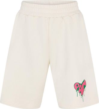 Palm Angels Mens H Sweatshorts in White Fuchsi - Size Large