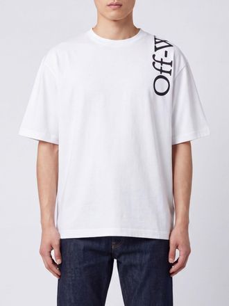 Off-white Contrast Logo Cotton T-shirt with Dropped Shoulders