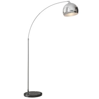 HOMCOM L&aacute;mpara De Pie Moderna Con Forma De Arco, Casquillo E27 De 40 W, Interruptor De Pie, Dimensiones: 110-115 X 30 X 170-180 Cm, Color Plata Y Negro