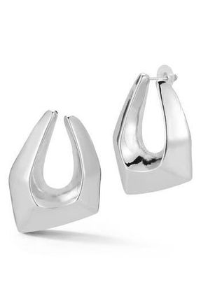 Sphera Milano Geometric Frontal Hoop Earrings in Silver at Nordstrom Rack