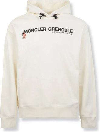 Moncler Hoodies & sweatvesten, Heren, Beige, S, Katoen, Felpa con cappuccio