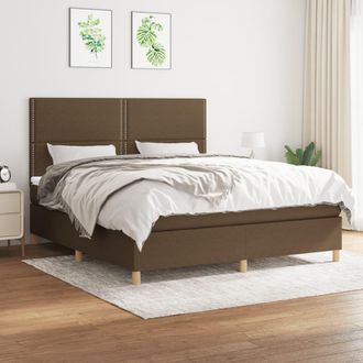 vidaXL Vidaxl - Cama Box Spring Con Colch&oacute;n Tela Marr&oacute;n Oscuro 180x200 Cm