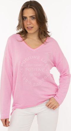 Zwillingsherz Sweatshirt ZWILLINGSHERZ Positive Mind, Damen, Gr. L/XL, rosa baby, angeraute Sweatware, Obermaterial: 70% Baumwolle, 30% Polyester, normal h&uuml;ftlang, 
