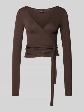Gina Tricot Slim Fit Longsleeve aus Viskose-Mix Modell Soft in Dunkelbraun, Gr&ouml;&szlig;e M