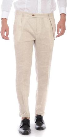 Daniele Alessandrini Jeans - Heren - Nette broeken - Beige - XS - Linnen - Broeken