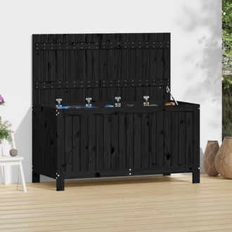 Berkfield Home Garden Storage Box Black 121x55x64 cm Solid Wood Pine | Size: 121 x 55 x 64 cm