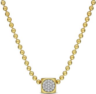 Amour 3 1/8ct TGW Black Onyx and White Topaz Pendant with Chain in Yellow Plated Sterling Silver - 20 in