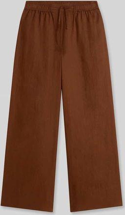 Tommy Hilfiger Wide Leg Hose aus reinem Leinen in Mittelbraun, Gr&ouml;&szlig;e XL