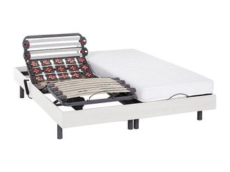 Vente-Unique Set da relax con doghe e sospensioni - PANDORA II di YSM&Eacute;E - Motori OKIN - Bianco - 2 x 90 x 200 cm