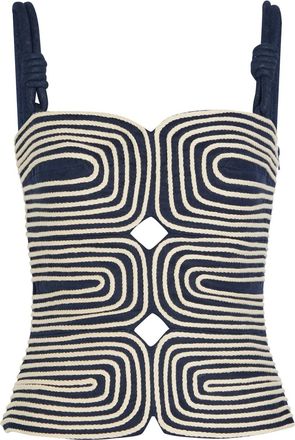 Andres Otalora Marea Rope-effect Linen top - Navy - 2 (UK6 / XS)