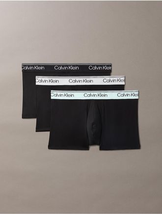 Calvin Klein Mens Microfiber Stretch 3-Pack Low Rise Trunk - Black - XL