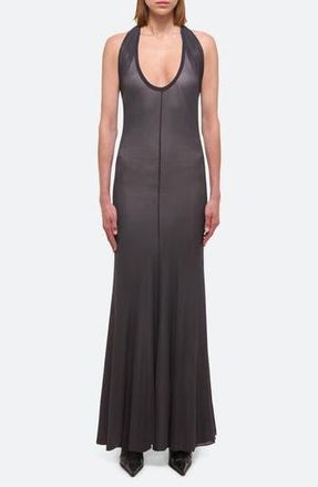 Helmut Lang Dancer Plunge Neck Halter Maxi Dress in Black Sand - 22N at Nordstrom Rack, Size X-Small