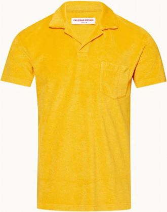 Orlebar Brown Mens Terry Towelling Polo In Mango