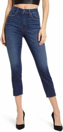 Good American Womens Good Waist Denim Skinny Fit Cropped Jeans In Blue