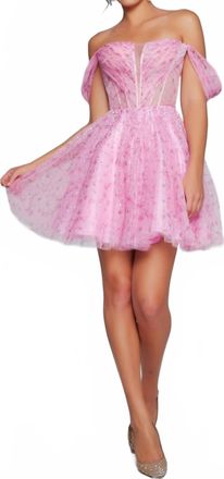 Jovani Pleated Bodice Fit And Flare Dress In Pink