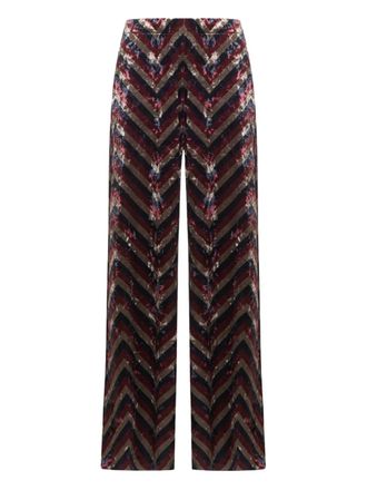 Pierre-Louis Mascia chevron-pattern trousers - women - Velvet - L - Pink