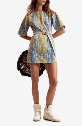Desigual Printed Denim Minidress in Medium Blue at Nordstrom, Size X-Small