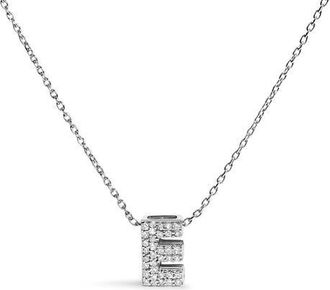 House of Brilliance 10K Gold Diamond Accent A-Z Initial Bubble Pendant Necklace in White | E at Nordstrom