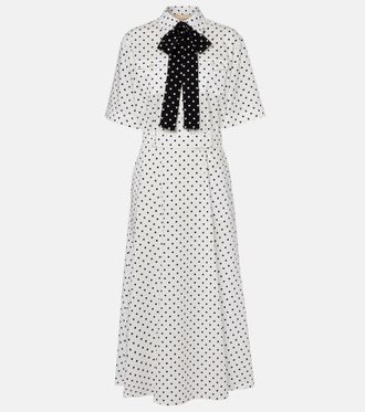 Valentino Vestido midi de popel&iacute;n de algod&oacute;n con lunares