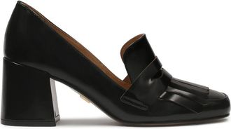 Kazar Zwarte pumps met kwastjes en een brede hak - Dames - Pumps - Zwart - 36 EU - Leer - Schoenen