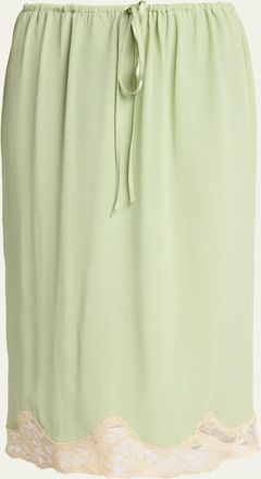 Saint Laurent Lace-Trim Silk Midi Skirt
