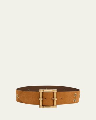 Etro Wide Suede Belt with Studs