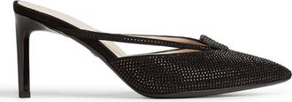 Roberto Cavalli Ladies Black Hotfix Crystal-embellished Heeled Mules, Brand Size 37 ( US Size 7 )