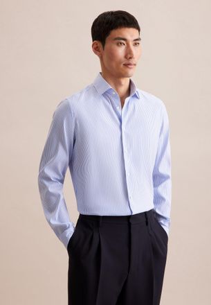 Seidensticker Businesshemd SEIDENSTICKER Slim, Herren, Gr. L (42), verl&auml;ngerte &Auml;rmell&auml;ngen, blau (hellblau), 96% Polyamid, 4% Elasthan, gestreift, slim fit, 2-Knopf
