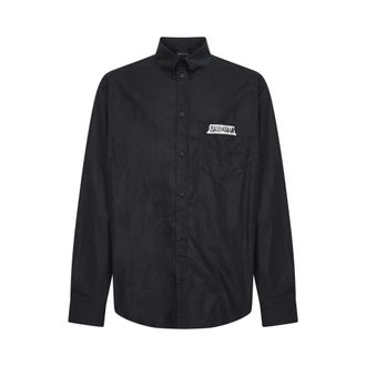Balenciaga Casual Shirts, male, Black, Size: M Masking Tape Long Sleeve Shirt