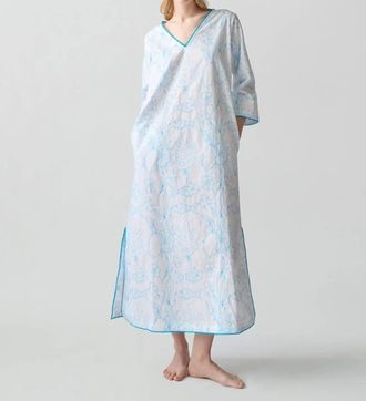 Lingua Franca Petra V-Neck Caftan Tunic In Blue