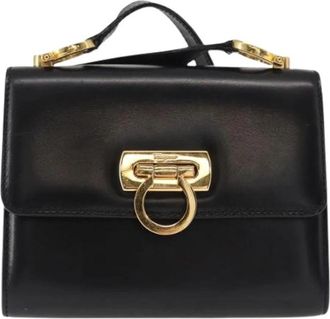 Ferragamo Pre-owned Gancini Schoudertas - Dames - Vintage Schoudertas - Zwart - ONE Size - Leer - Vintage