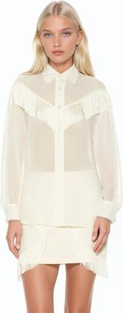 Alexia Admor Kairos Oversized Fringe Shirt in Ivory at Nordstrom, Size X-Large