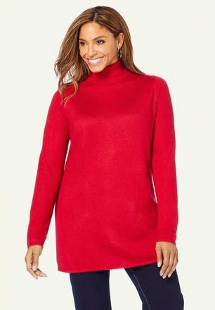 Jessica London Cotton Cashmere Turtleneck in Classic Red at Nordstrom, Size 16